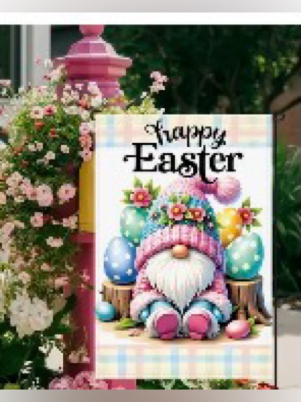 Happy Easter NIP Gnome Yard Flag